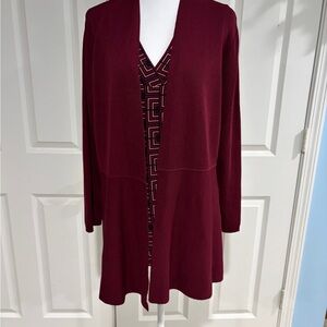 Chic Burgundy Knit Cardigan